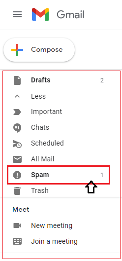 Spam folder becomes visible 
